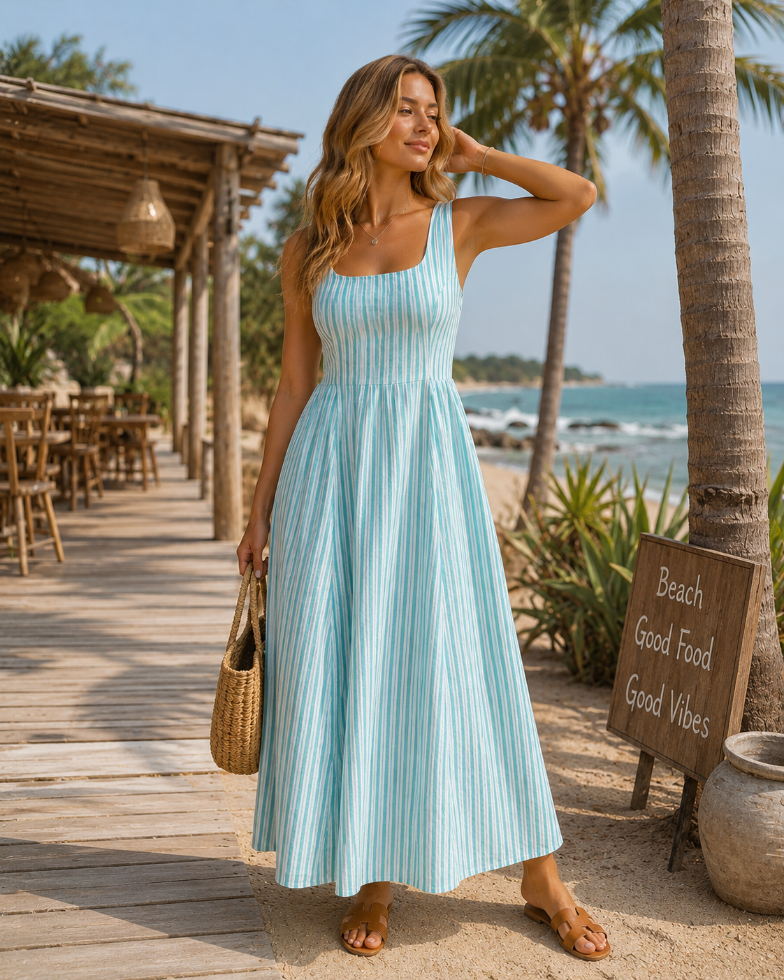 Bayside Striped Linen Dress
