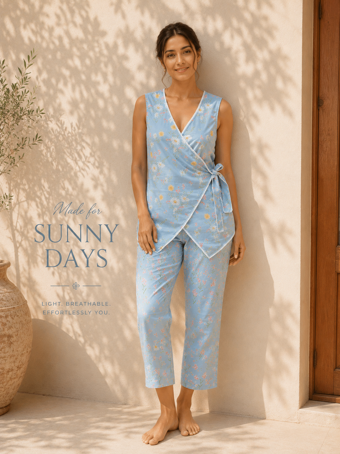 Floral Knitted Top & Pyjamas Set