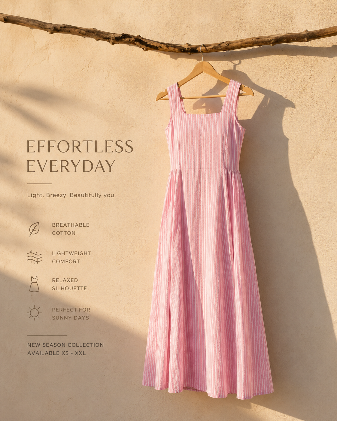 Women Striped Square Neck Cotton Fit & Flare Midi Dress