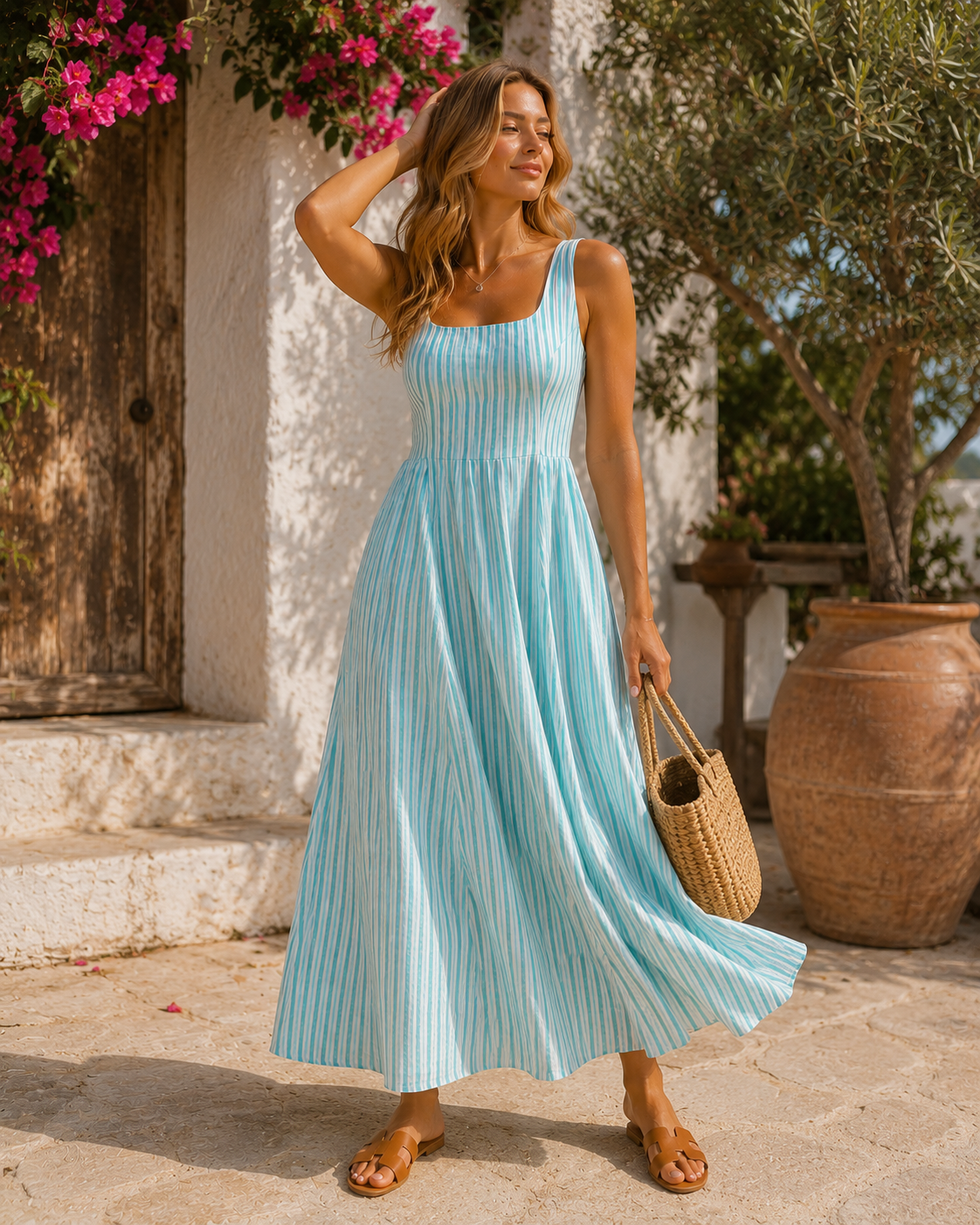 Bayside Striped Linen Dress