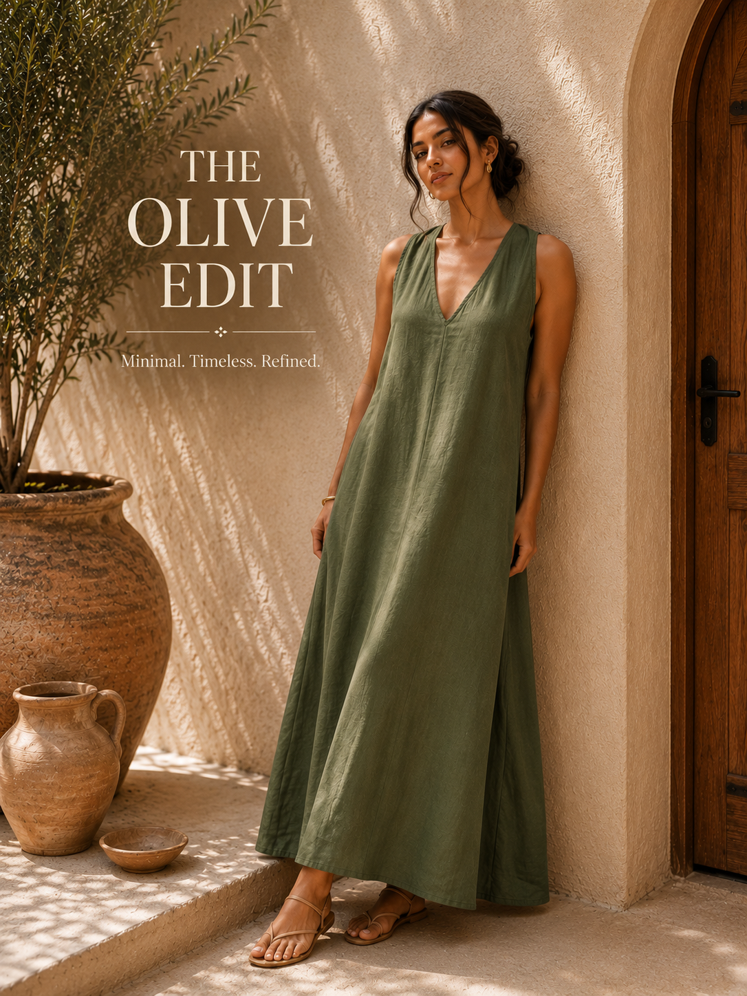 Olive Green Sleeveless Maxi Dress – Effortless Resort